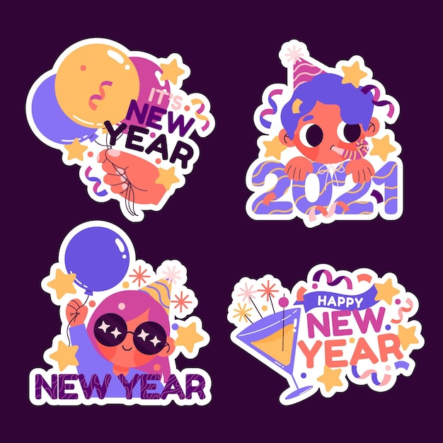 Hand drawn cute new year collection