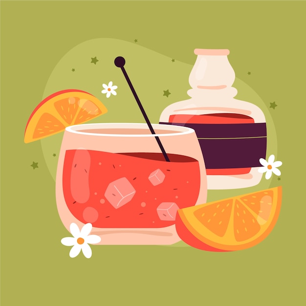 Free Vector hand drawn delicious cocktail and orange