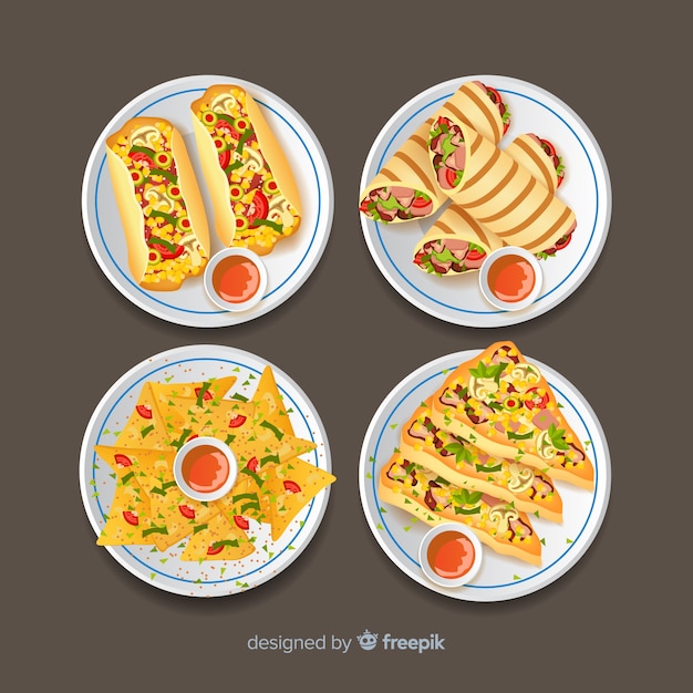 Free Vector hand drawn delicious dish set