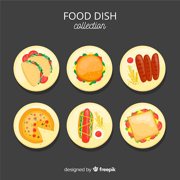 Hand drawn delicious food dish pack