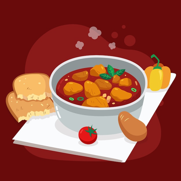 Free Vector hand drawn delicious goulash and vegetables