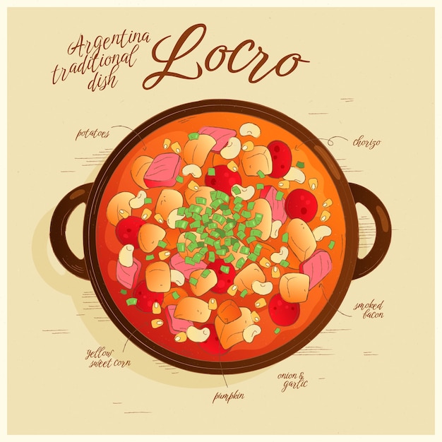 Free Vector hand drawn delicious locro illustration