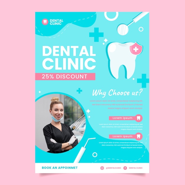 Free Vector hand drawn dental clinic design template