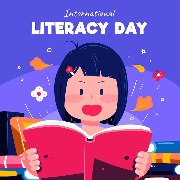 Free Vector hand drawn design international literacy day