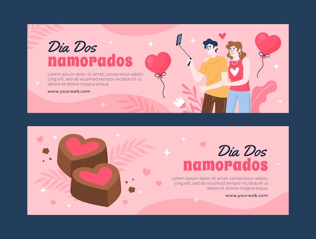 Hand drawn dia dos namorados banner