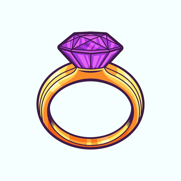 Hand drawn diamond ring cartoon illustration