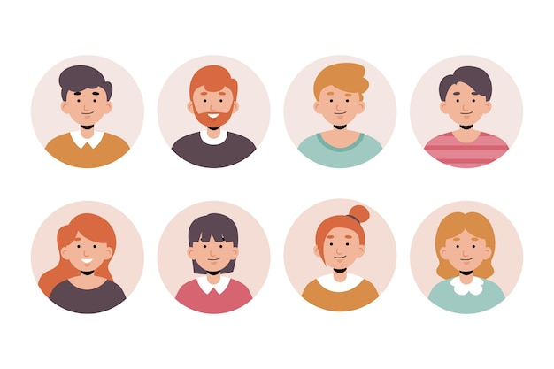 Free Vector hand drawn different people icons pack