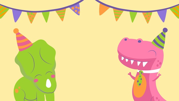 Hand drawn dinosaur birthday zoom background