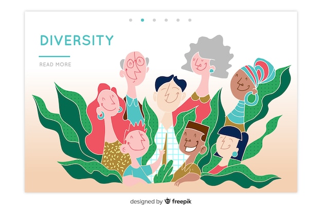 Free vector hand drawn diversity concept landing page