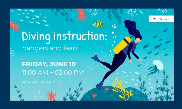 Free Vector hand drawn diving  webinar design