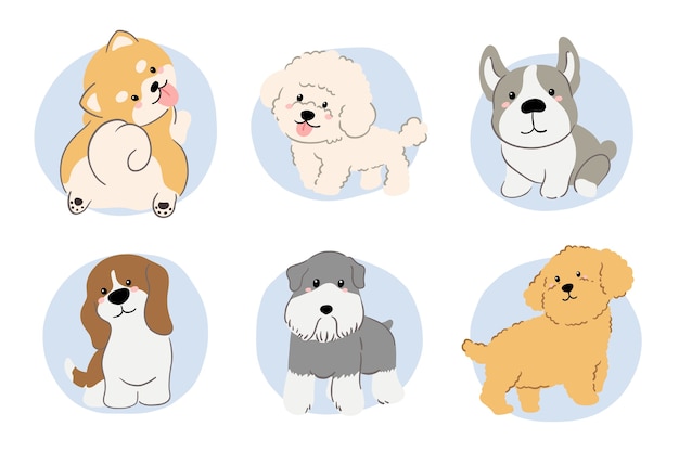 Free Vector hand drawn dog breeds element collection