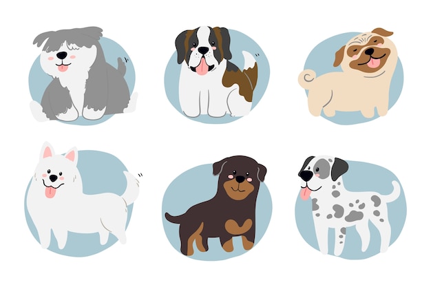 Free Vector hand drawn dog breeds element collection