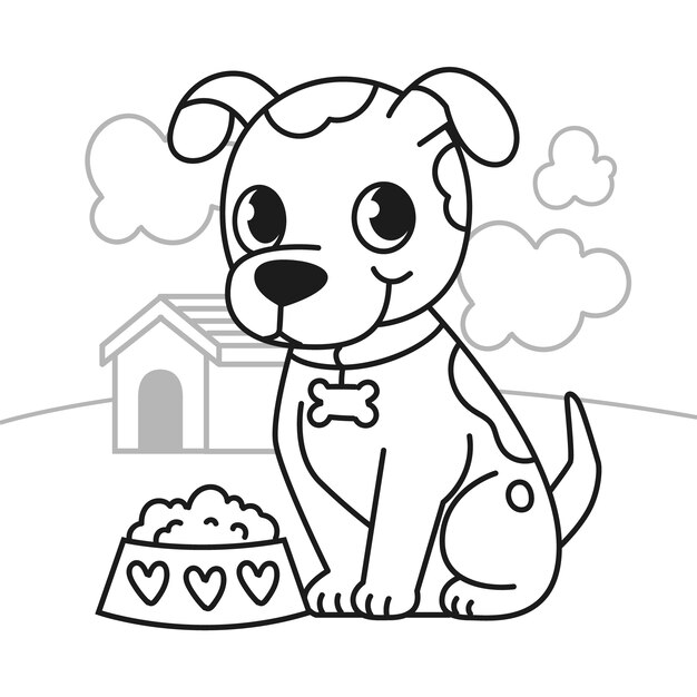 Hand drawn dog outline illustration