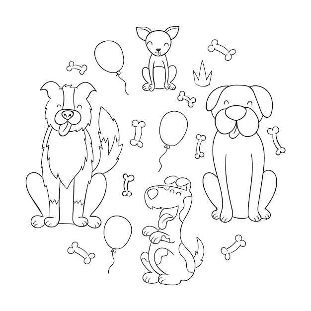 Free Vector hand drawn dog outline illustration