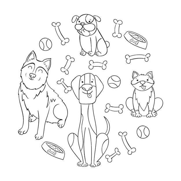 Free Vector hand drawn dog outline illustration