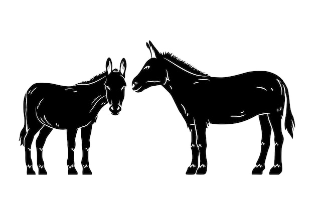 Free vector hand drawn donkey  silhouette