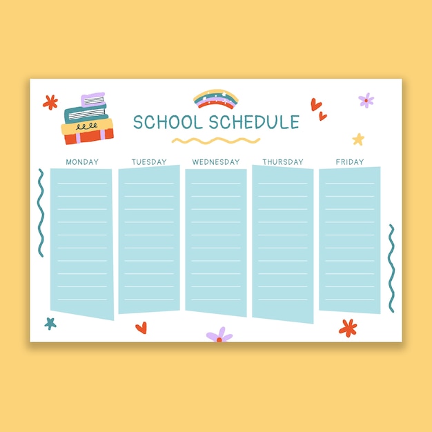 Hand drawn doodle school schedule