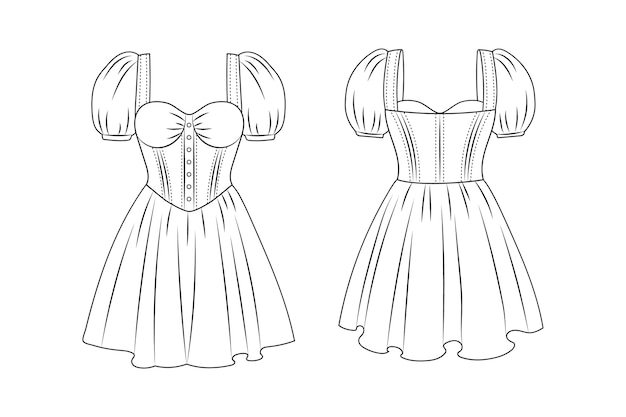 Hand drawn dress outline illustration