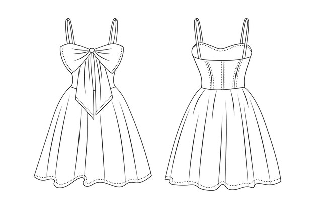 Hand drawn dress outline illustration