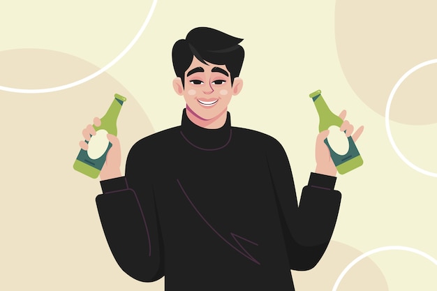 Free Vector hand drawn drunk man illustration