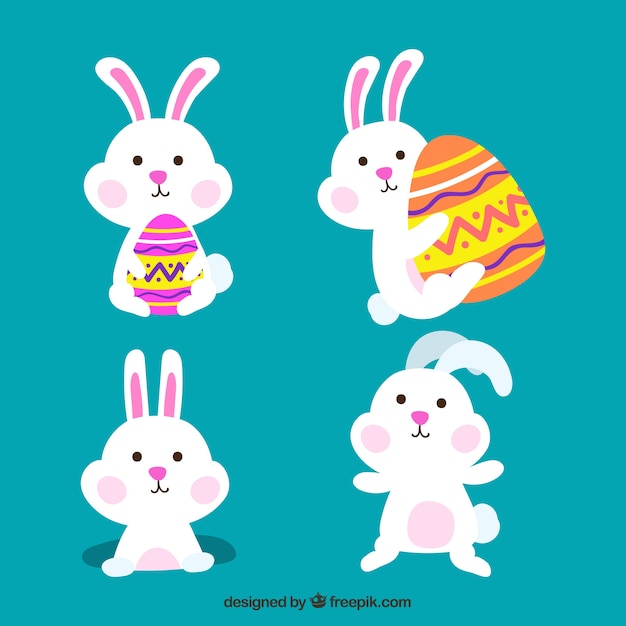 Free vector hand drawn easter bunnies collection