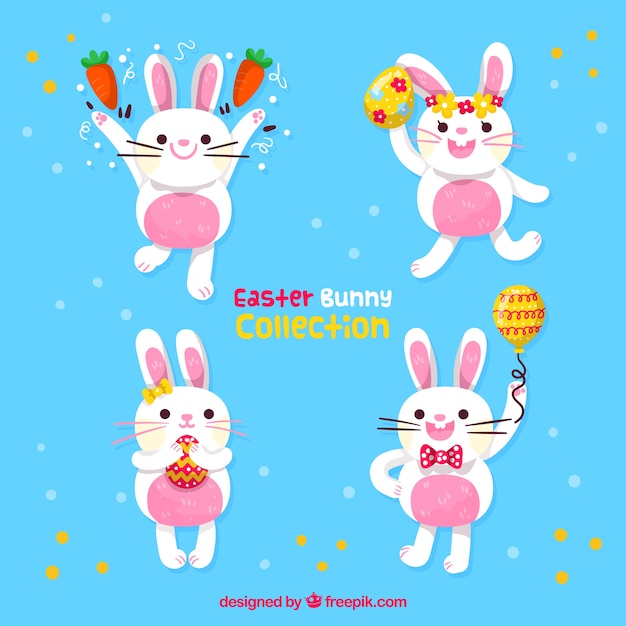 Free vector hand drawn easter bunny collection