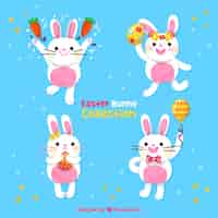 Free vector hand drawn easter bunny collection