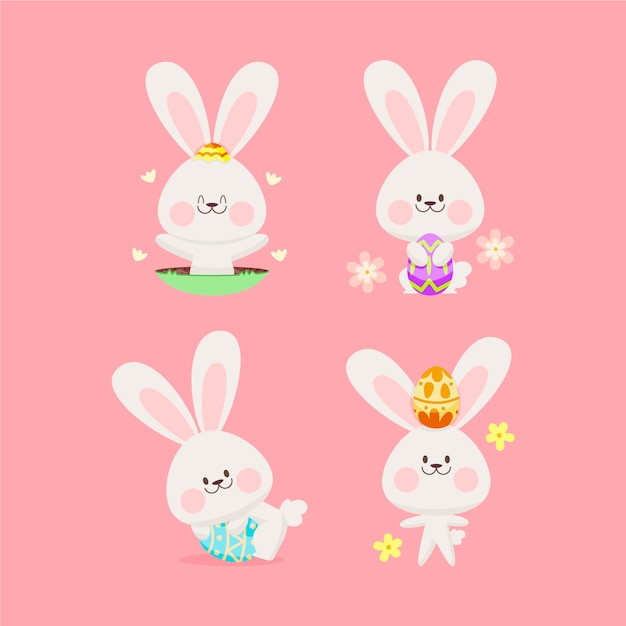 Free Vector hand drawn easter bunny collection