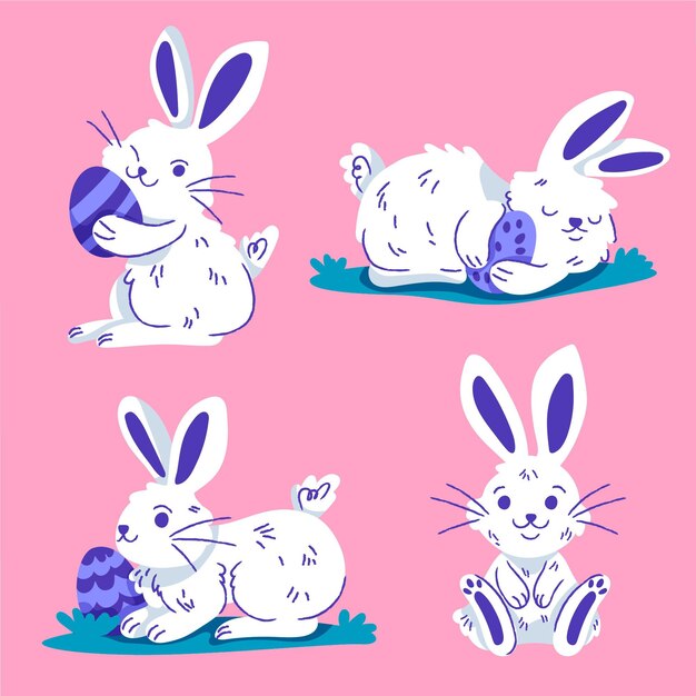 Hand drawn easter bunny collection