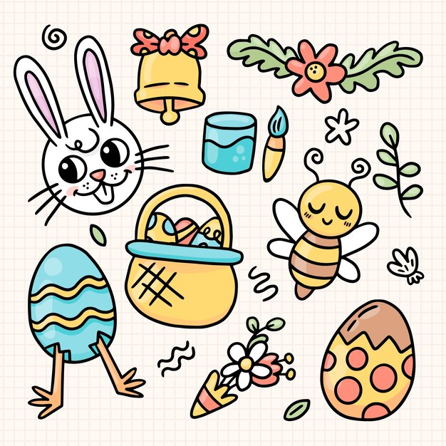 Hand drawn easter cliparts collection