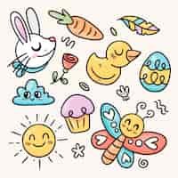 Free vector hand drawn easter cliparts collection