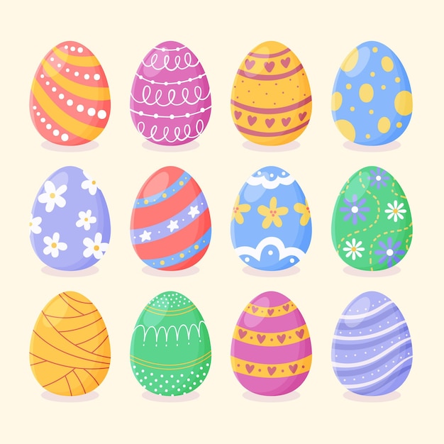 Free vector hand drawn easter egg collection