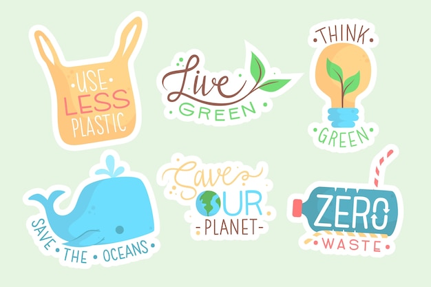 Free vector hand drawn ecology badges