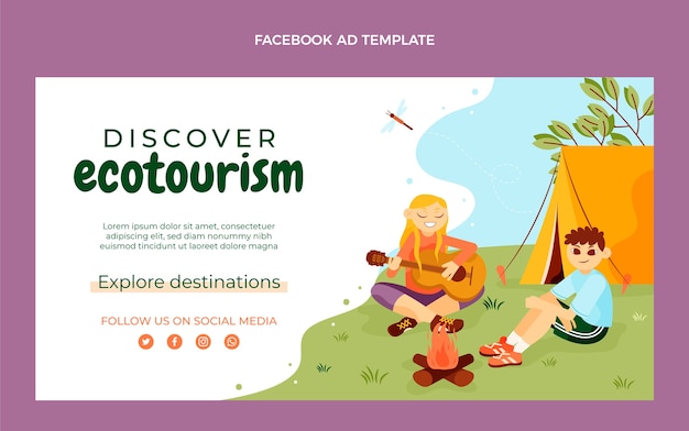 Hand drawn ecotourism facebook template