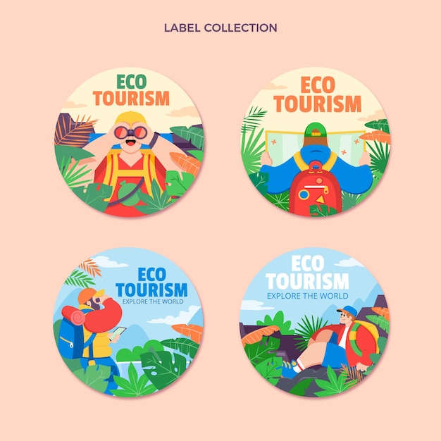 Free Vector hand drawn ecotourism label collection