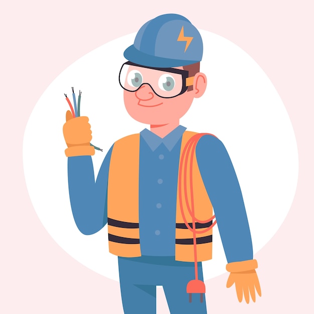 Free vector hand drawn electrician cartoon illustration