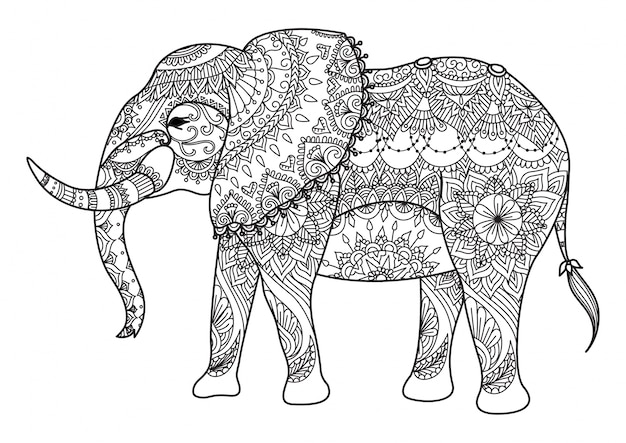 Hand drawn elephant background