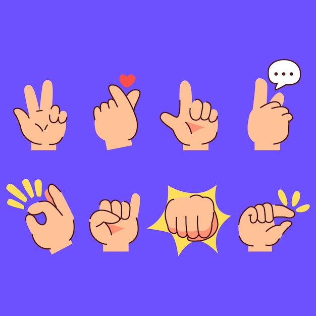 Free vector hand drawn emoji hands collection
