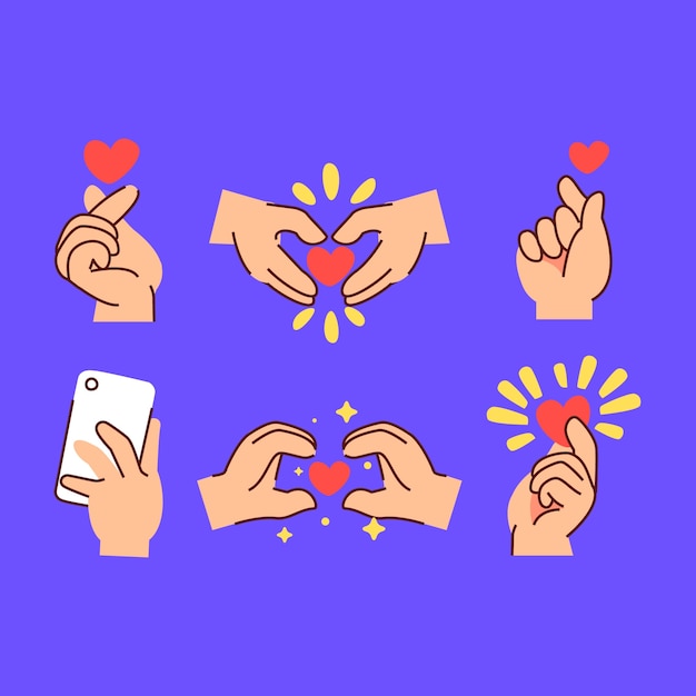 Free Vector hand drawn emoji hands collection