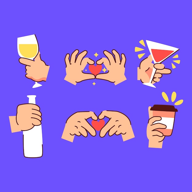 Hand drawn emoji hands collection