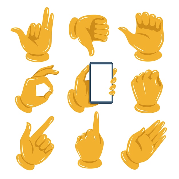 Free vector hand drawn emoji hands collection