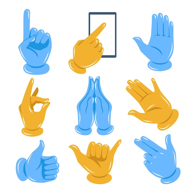 Hand drawn emoji hands collection