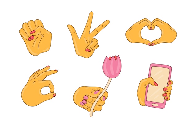 Free Vector hand drawn emoji hands element