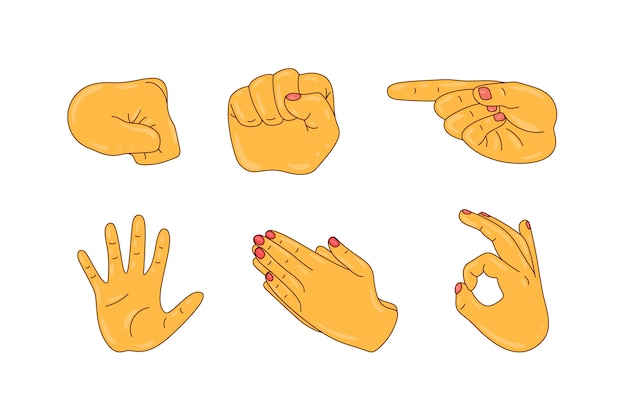 Free Vector hand drawn emoji hands element