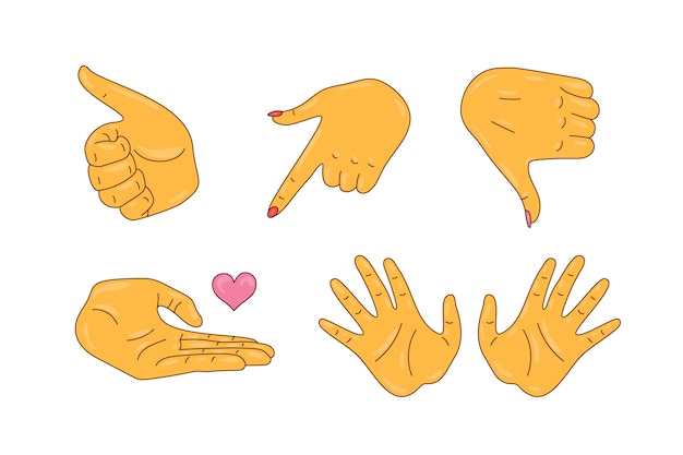 Free vector hand drawn emoji hands element