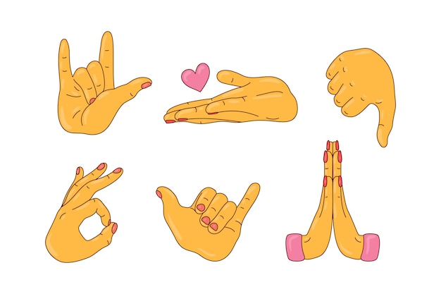 Free vector hand drawn emoji hands element