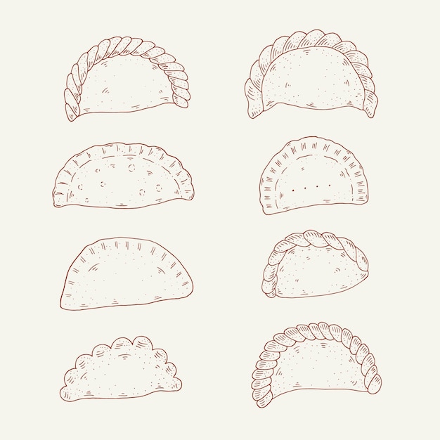 Free Vector hand drawn empanada collection