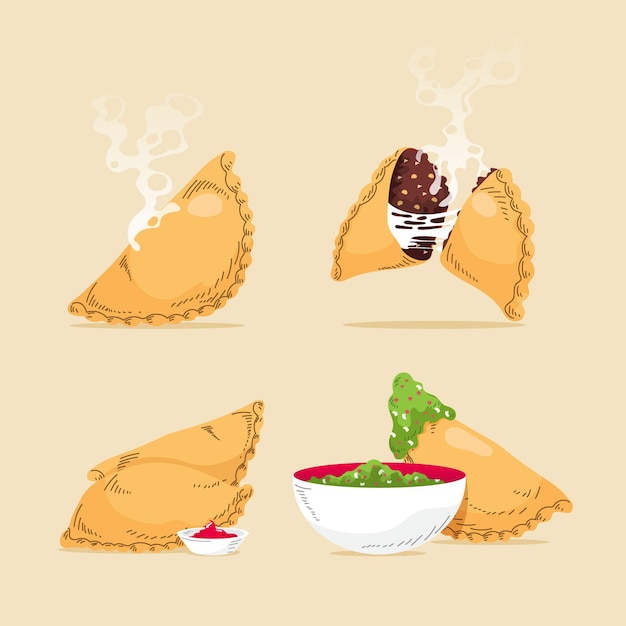 Free Vector hand drawn empanada set