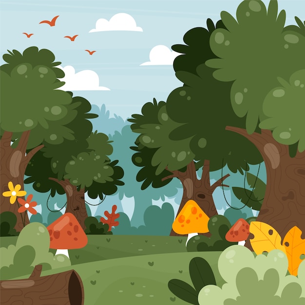 Free Vector hand drawn enchanted forest illustration