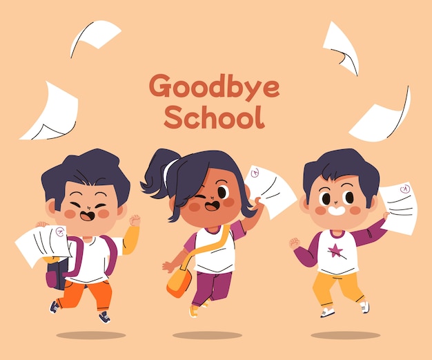 Free Vector hand drawn end of school illustration